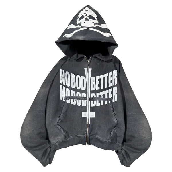 "NobodyBetter" Graphite Zip Hoodie