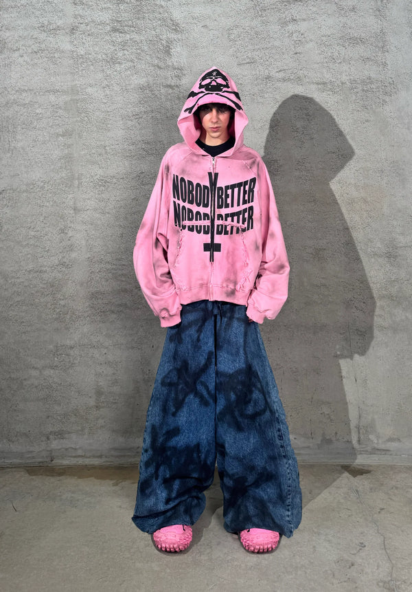 "NobodyBetter" Pink Zip Hoodie