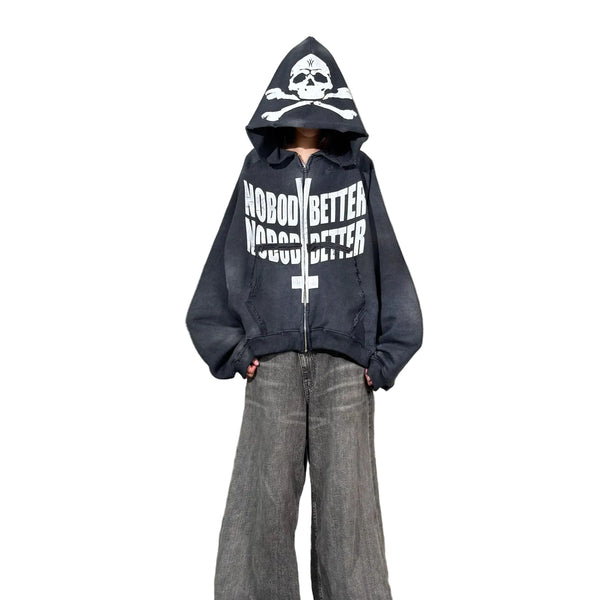 "NobodyBetter" Graphite Zip Hoodie