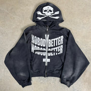 "NobodyBetter" Graphite Zip Hoodie