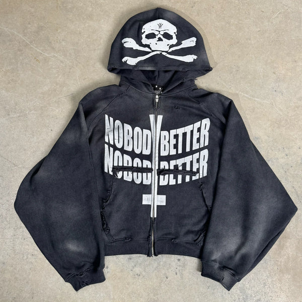 "NobodyBetter" Graphite Zip Hoodie